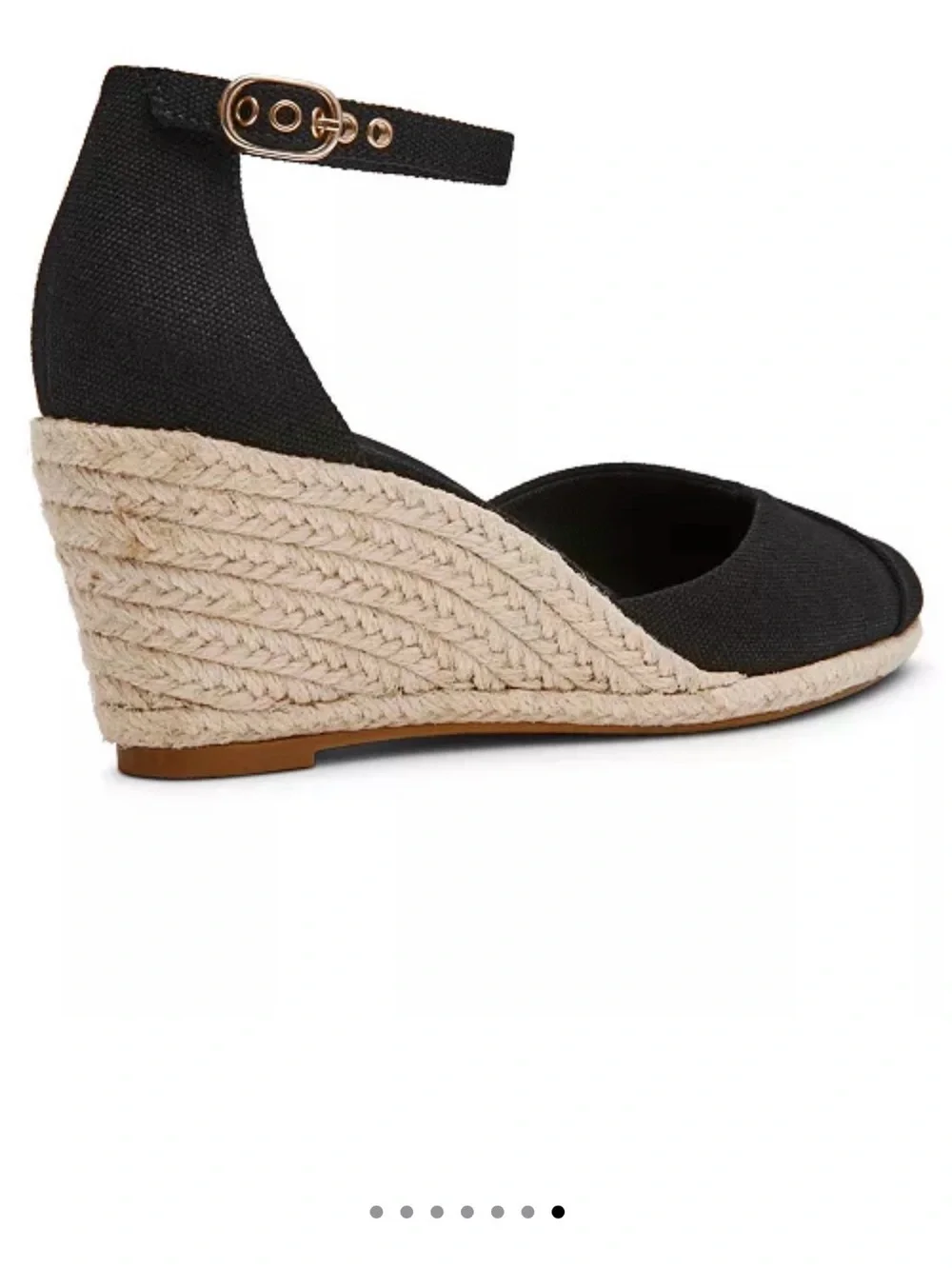 Anne Klein Black and Natural Espadrille Wedge Sandals